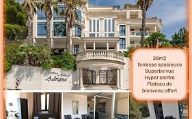 grand studio terrasse de standing, pleine vue village et proche mer